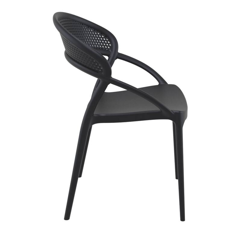 32.25" Black Mesh Outdoor Patio Round Dining Chair