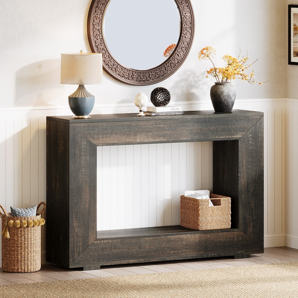 47 Inches Rustic Console Table with Storage Shelf foe Entreyway