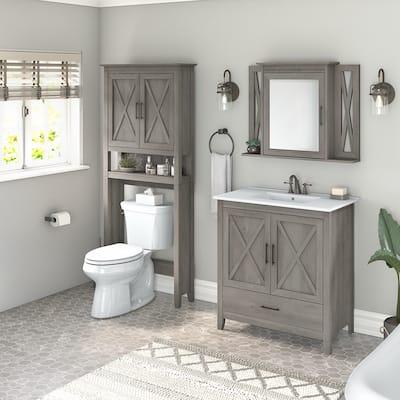 Key West 32W Bathroom Vanity, Mirror and Space Saver by Bush Furniture
