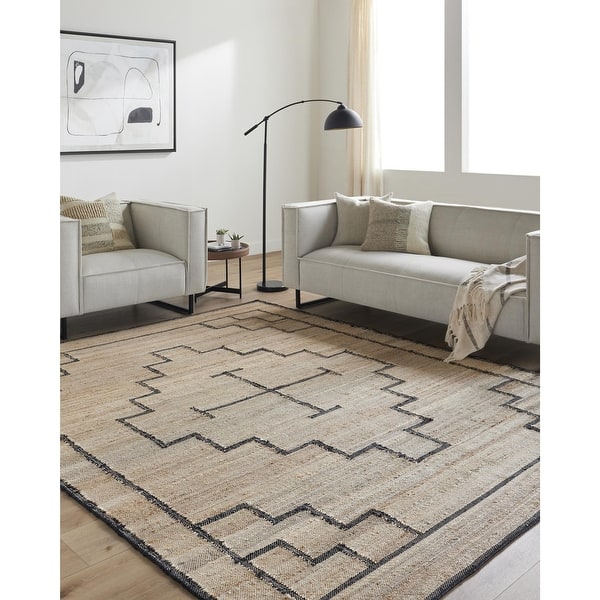 slide 2 of 3, Kayla Modern Geometric Jute Area Rug Beige/Black - 2' x 3'