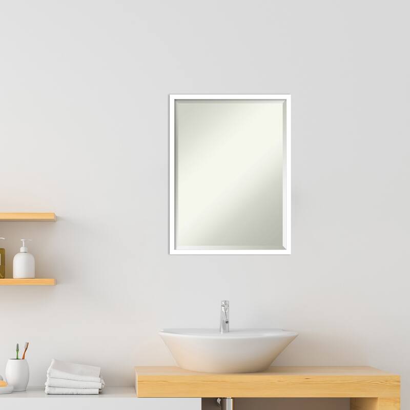 Beveled Wood Bathroom Wall Mirror - Svelte Frame