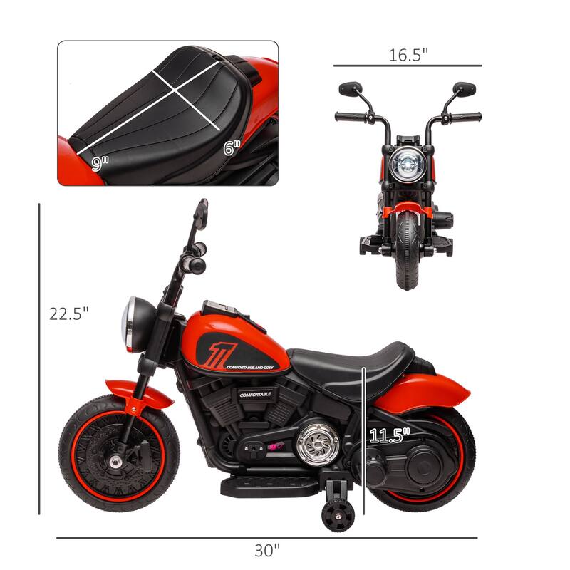 Aosom 6V Kids Motorcycle w/ Training Wheels, Single-Button Start