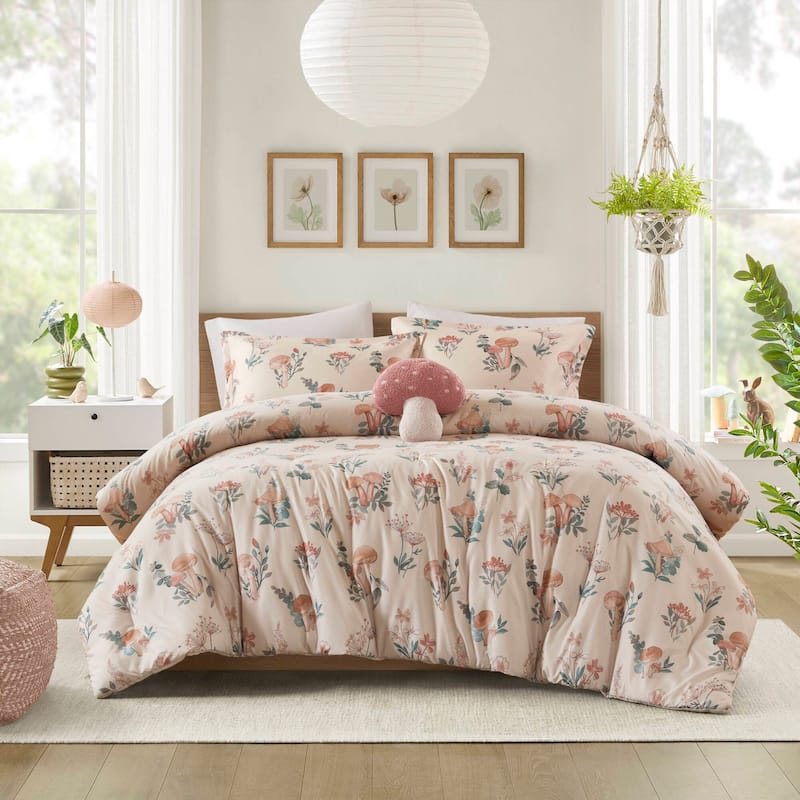 Intelligent Design Brynn Mushroom Garden Comforter Set - Blush - Queen