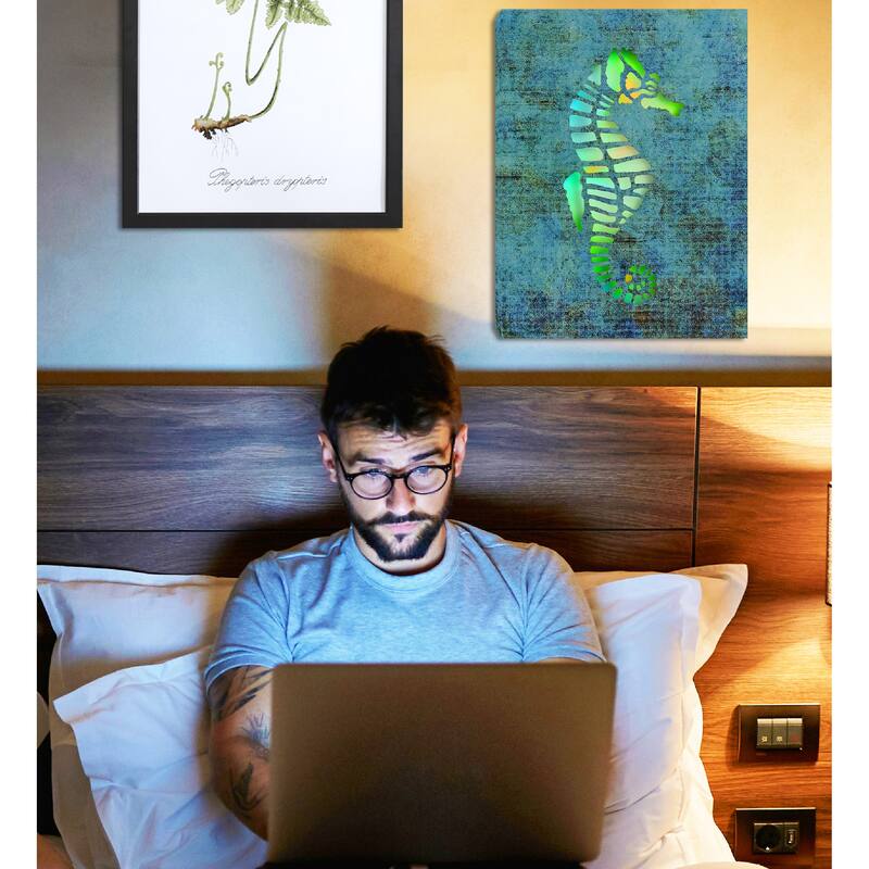 CoTa Global Seahorse Light Up LED Wall Art - Changing Color LED Light - 15.75Lx11.9Wx1H inches