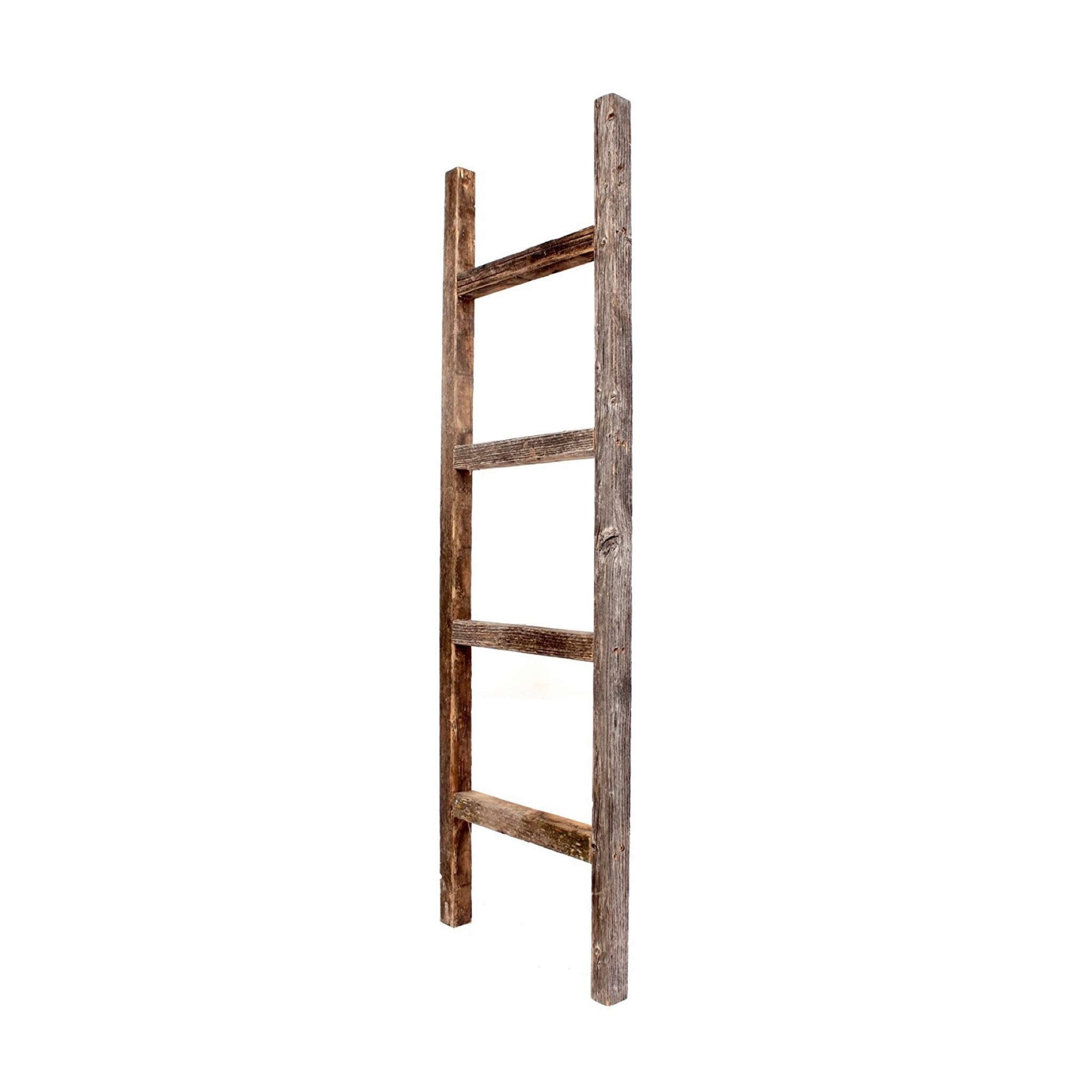 4 Step Rustic Weathered Grey Wood Ladder Shelf 4 ft Overstock