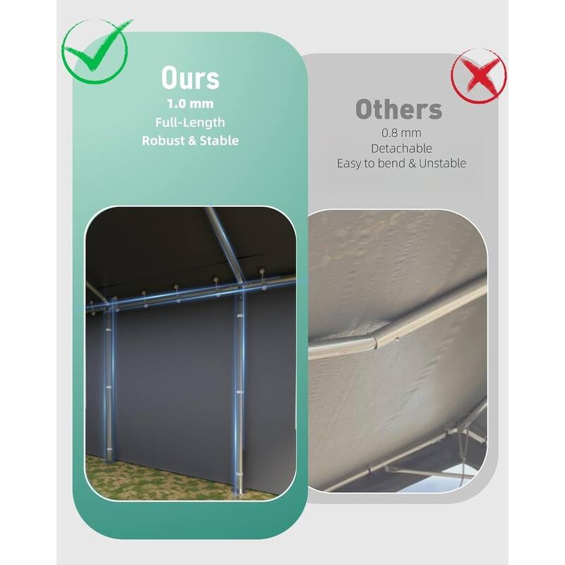 13'x20' Extra Large Heavy Duty Carport Portable Garage Shelter for Car, Truck, SUV - 13X20 Ft