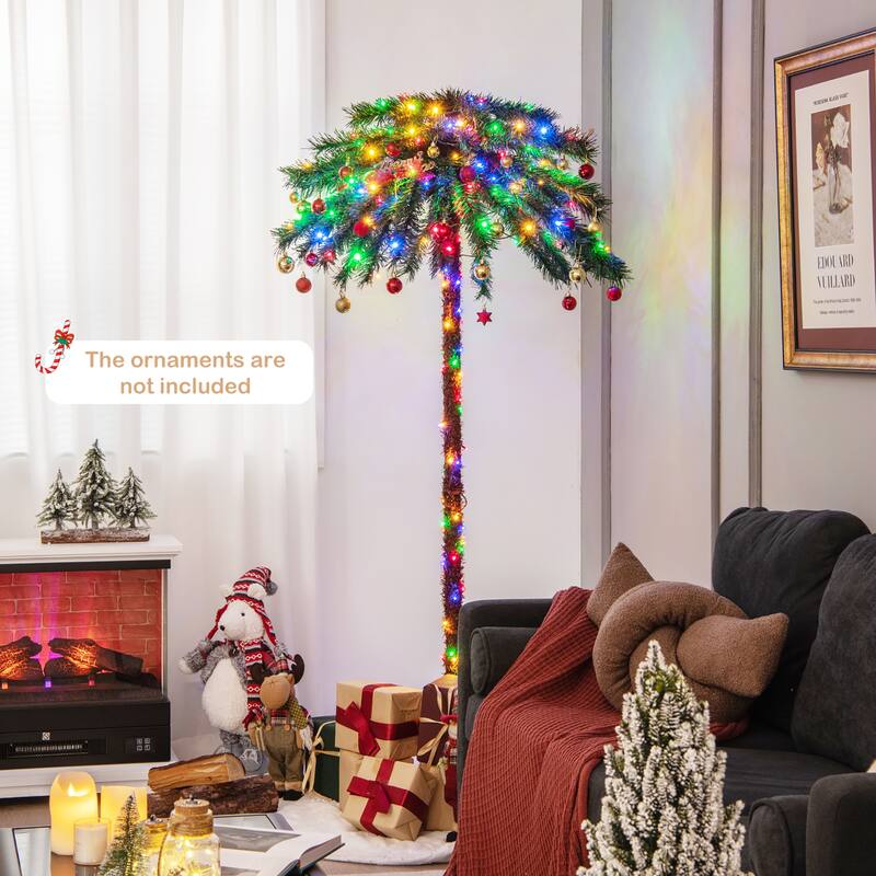 6FT Pre-Lit Artificial Tropical Christmas Palm Tree w/ Color Lights