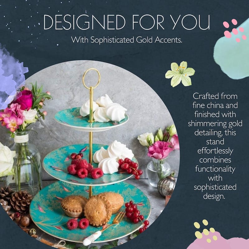 Portmeirion Sara Miller London Chelsea 3 Tier Cake Stand - 10.5", 8", 6"