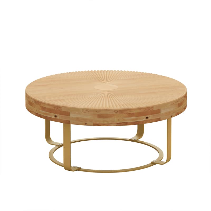 Modern round coffee table with metal legs for living room