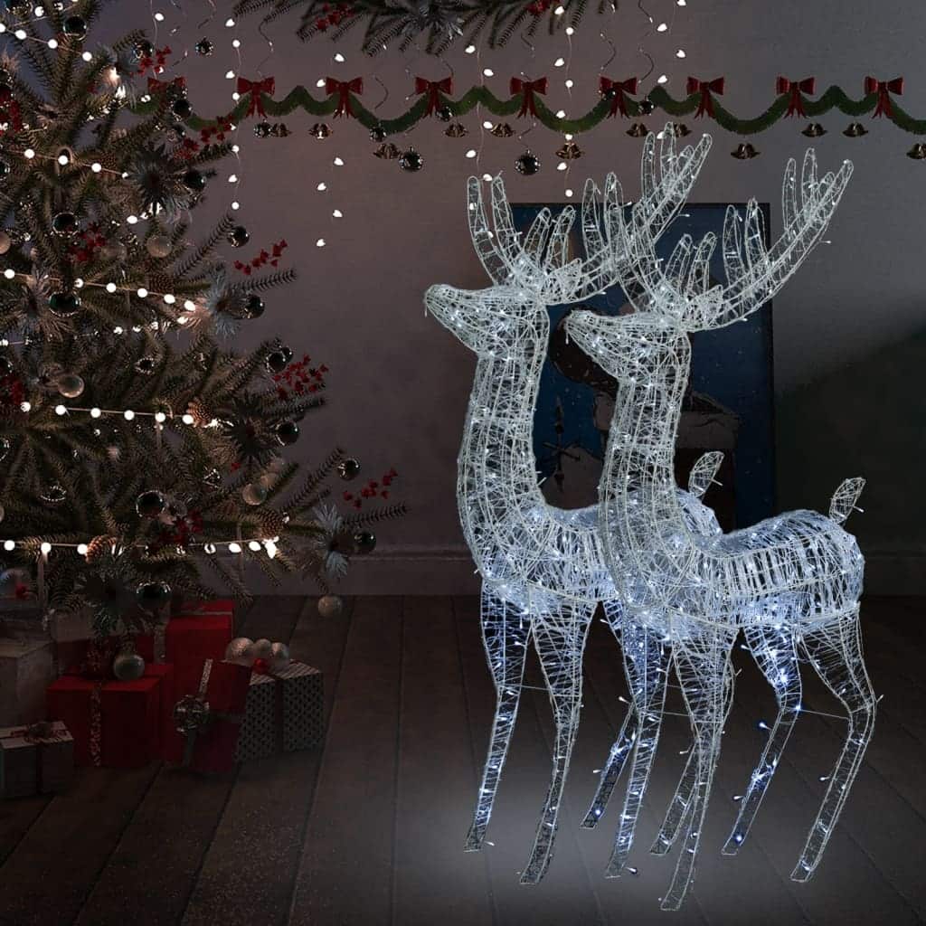 vidaXL Reindeer Christmas Decoration LEDs Pre-Lit Christmas Lighting Acrylic - 3 x 1 x 6 ft
