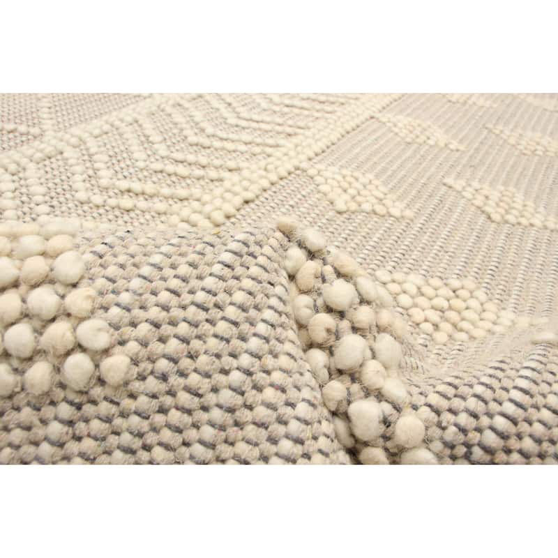 ECARPETGALLERY Braid weave Sienna Cream Wool Rug - 5'0 x 7'10