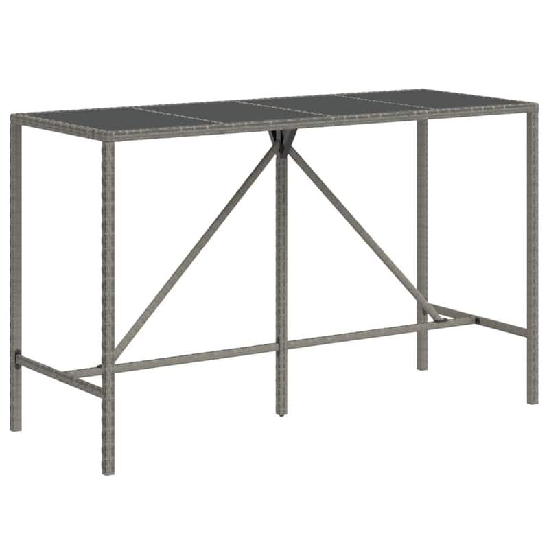 vidaXL 5 Piece Patio Bar Set with Cushions Black Poly Rattan - 15.7" x 17.3" x 42.5"