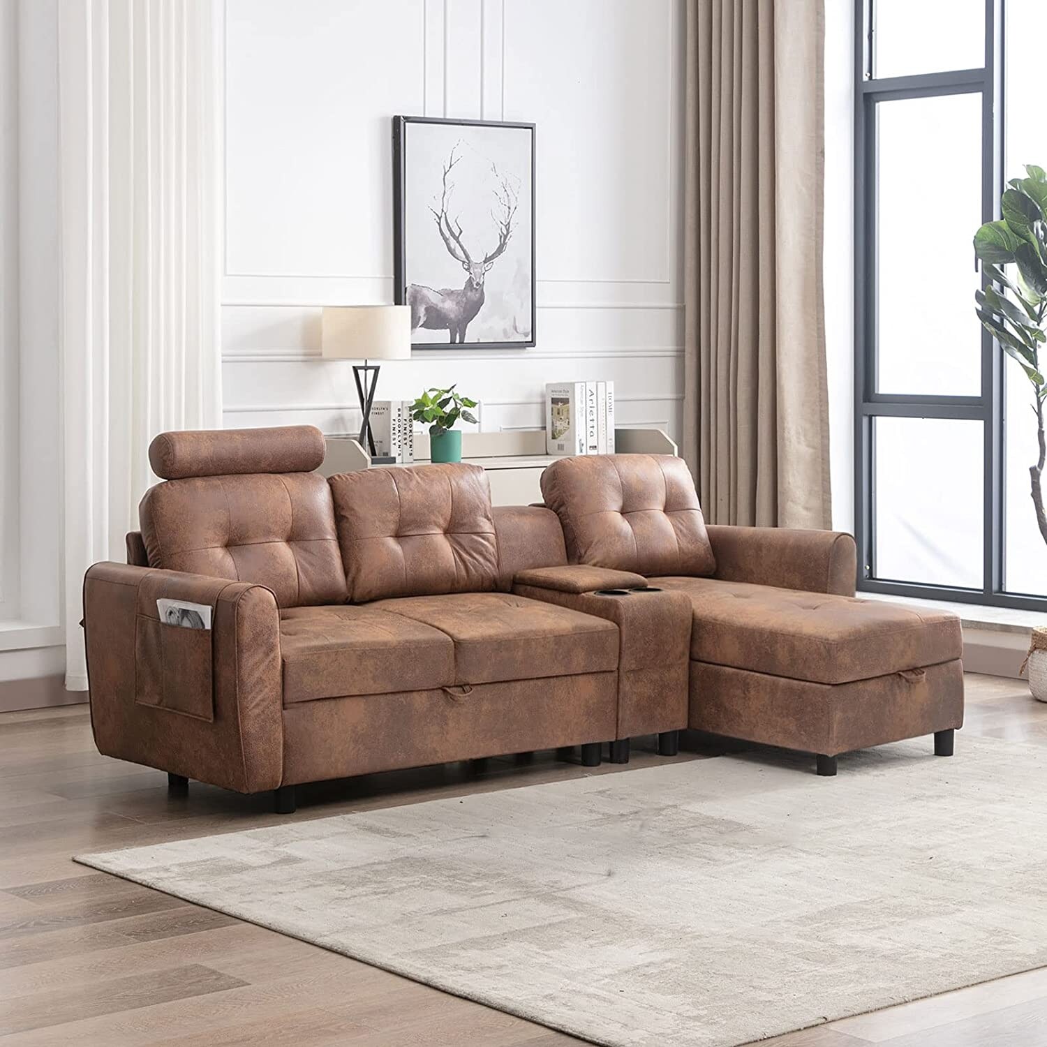 Sectional sofa 2025 with cup holders