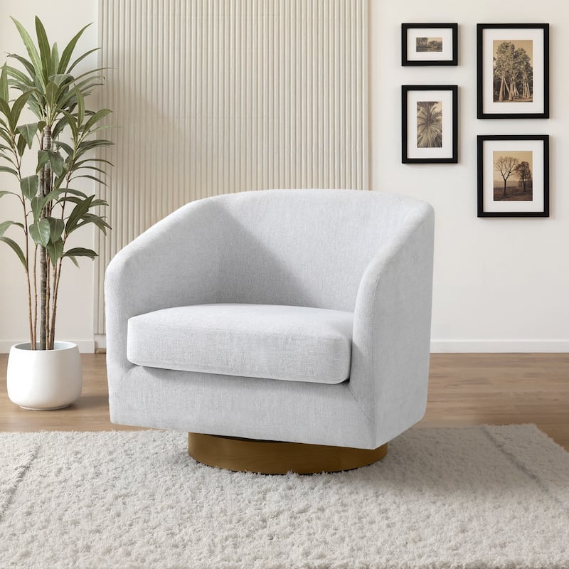 2 Set Modern Wide Round Swivel Accent Barrel Chairs