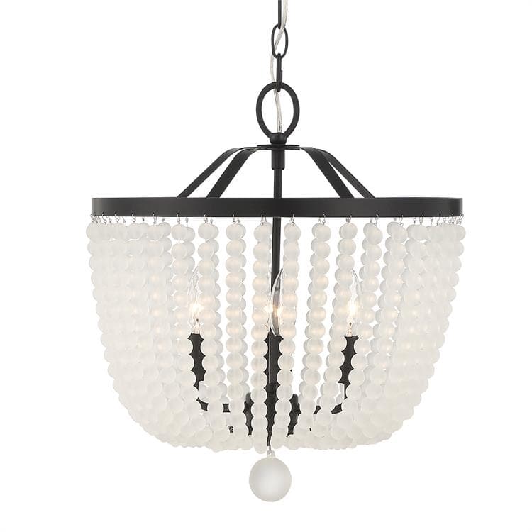 Rylee 4 Light Matte Black Chandelier Frosted Beads - 16.5'' W x 17'' H