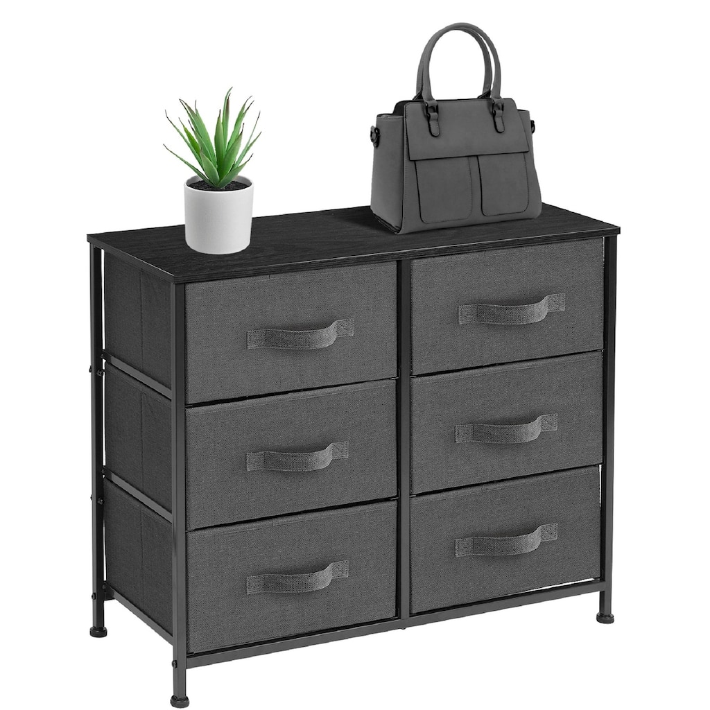 Extra Wide Dresser Organizer With 6 Drawers - Black
