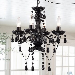 Modern Plug-in Swag Chandelier Black Crystal Chandeliers for Bedrooms