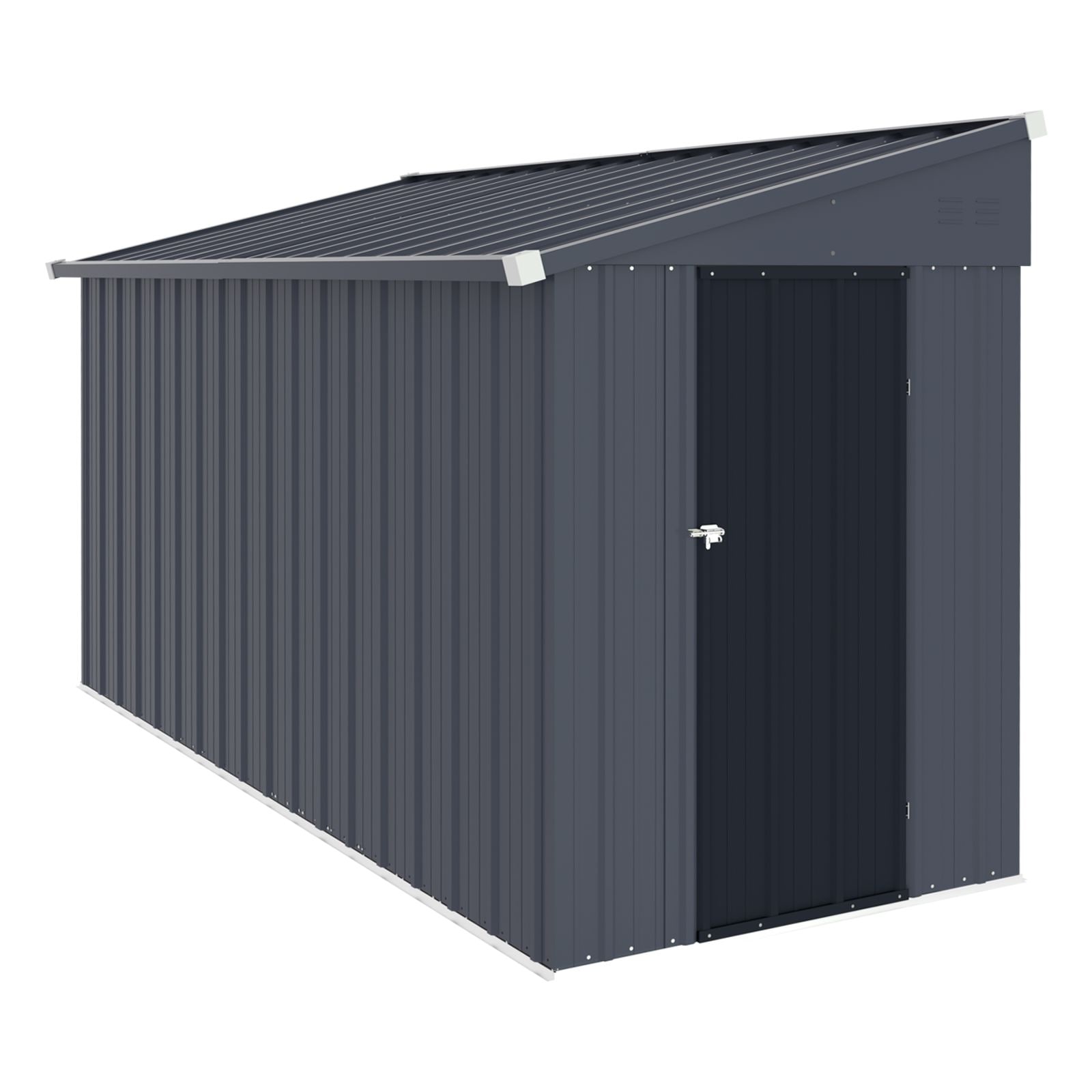 VEIKOUS Lean-to Metal Storage Shed, Space-Saving Galvanized Steel Shed with Sloped Roof