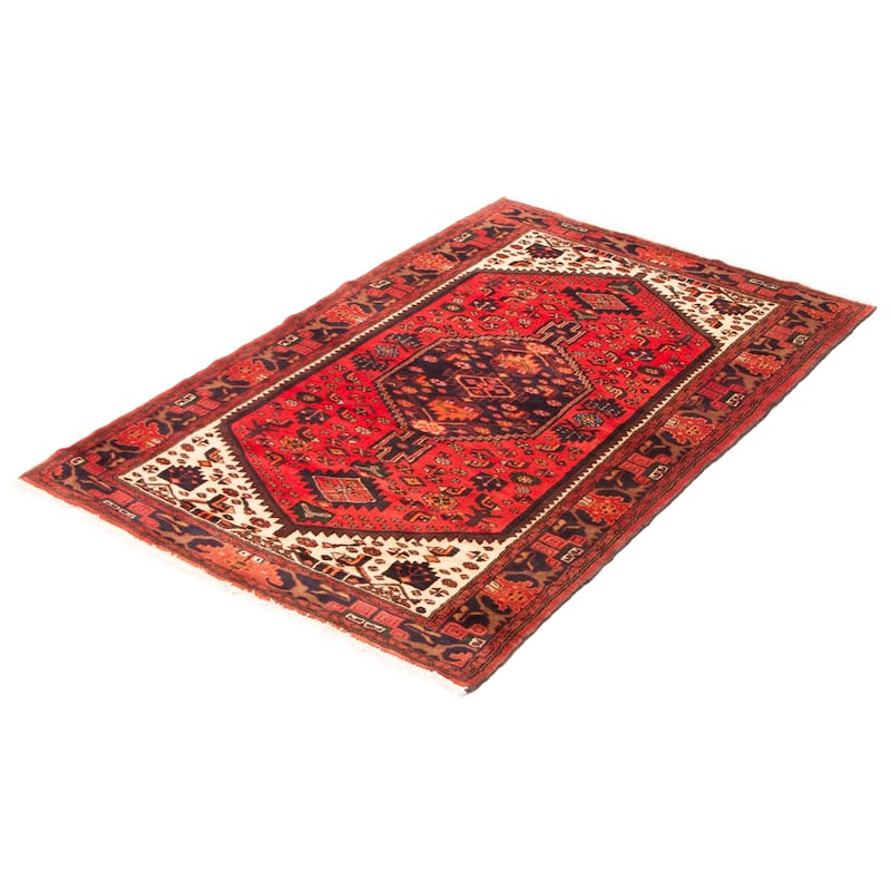ECARPETGALLERY Hand-knotted Andelz Red Wool Rug - 4'4 x 6'7