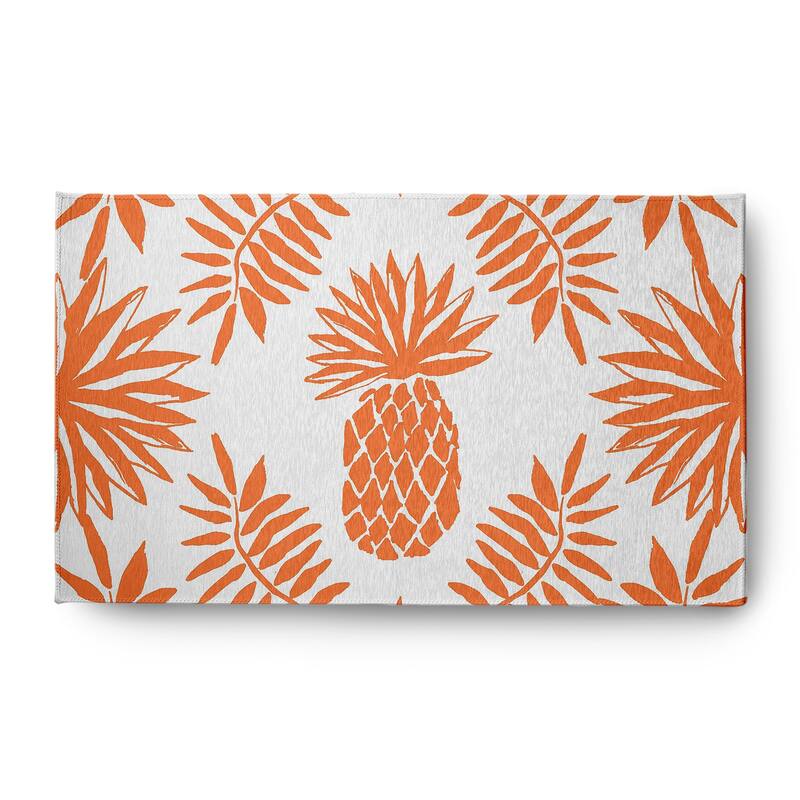 Pineapple Leaves Spring Chenille Rug - 3' x 5' - Orange