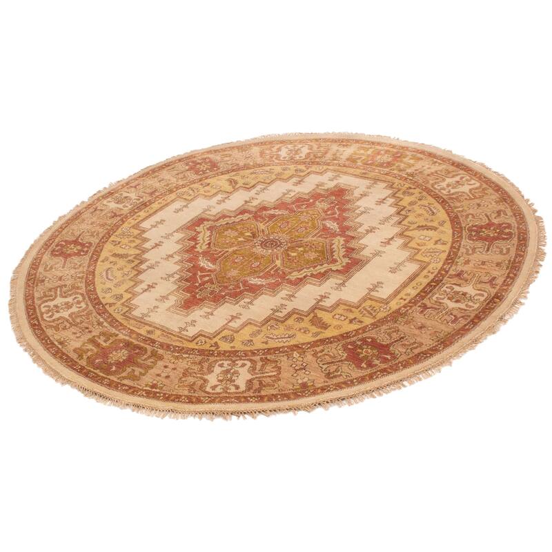ECARPETGALLERY Hand-knotted Finest Agra Jaipur Ivory Wool Rug - 7'11 x 7'11