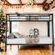 preview thumbnail 2 of 31, Kid Bed Frame Full XL over Queen Metal Bunk Bed with Ladder and Safety Guardrails