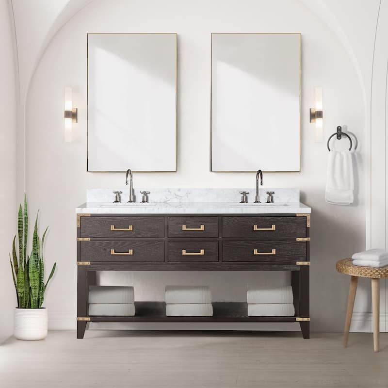 Lexora Norwalk Bath Vanity and Carrara Marble Top