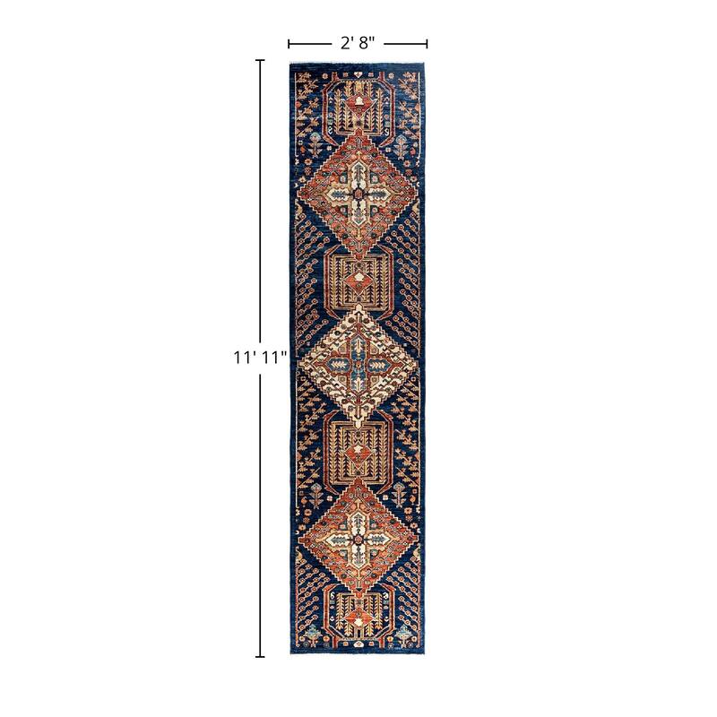 Serapi One-of-a-Kind Hand-Knotted Runner Rug - Blue, 2' 8" x 11' 11" - 2' 8" x 11' 11"