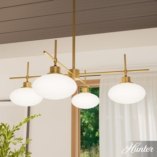 Hunter + Jasmine Roth Getty Luxe Gold 2- or 4-Light Milk Glass Chandelier - Modern, Transitional - Entry, Dining Room
