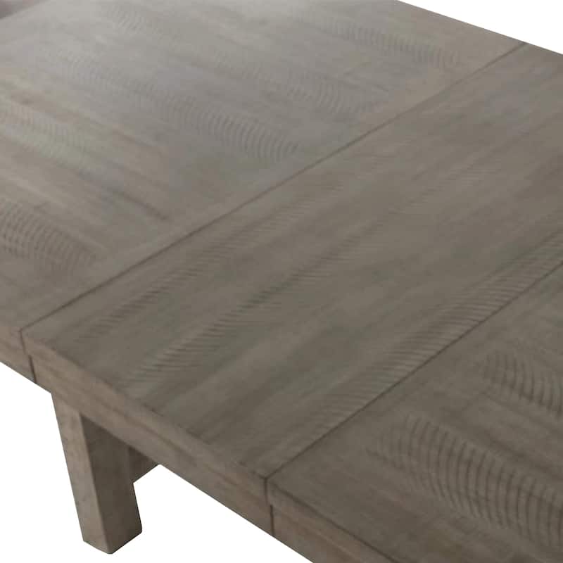 Genu 7pc Dining Table and Chair Set, 66-84 Extendable Top, Gray Fabric