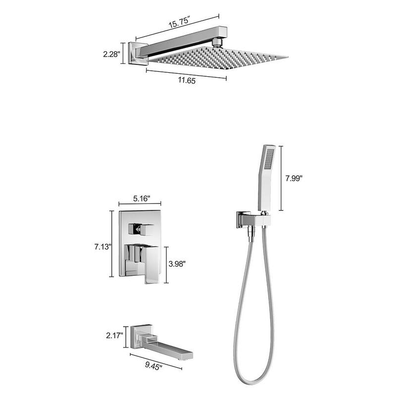 Eridanus Luxury Rainfall Shower System with Tub Spout for Bathroom