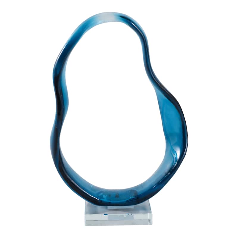 Resin Sculpture Statement with Crystal Base Home Decor - 12" Blue - 9.25" x 2.5" x 11.5"