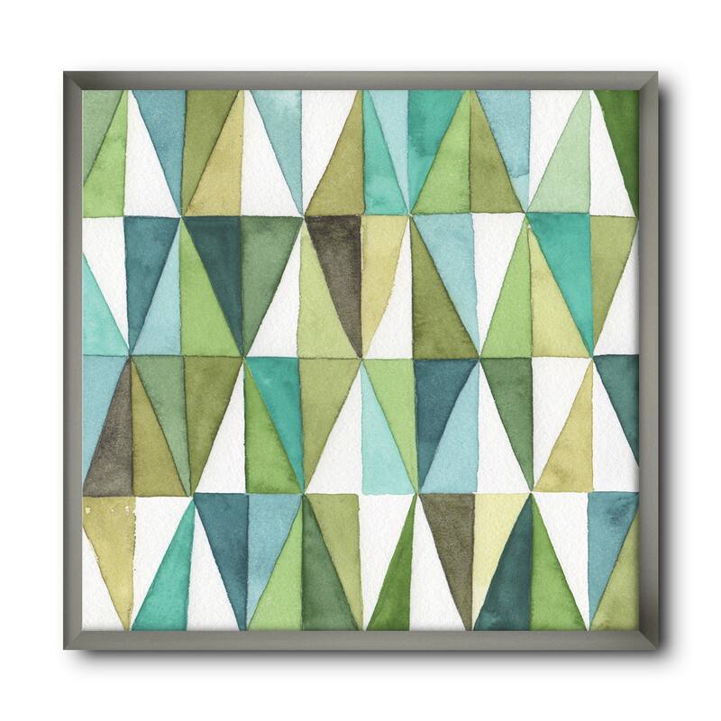 Designart "geometric Green Triangle III" Mid-Century Modern Transitional Framed Art Print