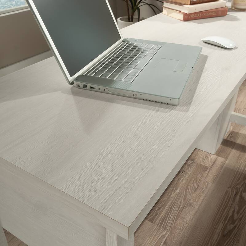 Engineered Wood Transitional L-Shaped Desk with File Drawer, White
