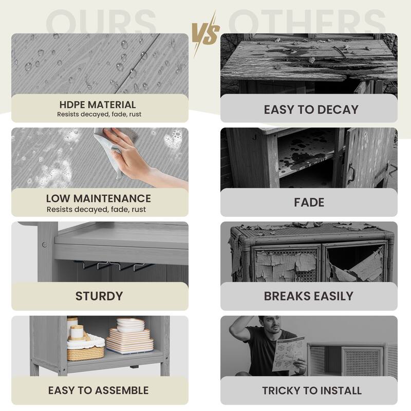 HDPE Indoor/Outdoor Bar Table with Storage Shelves