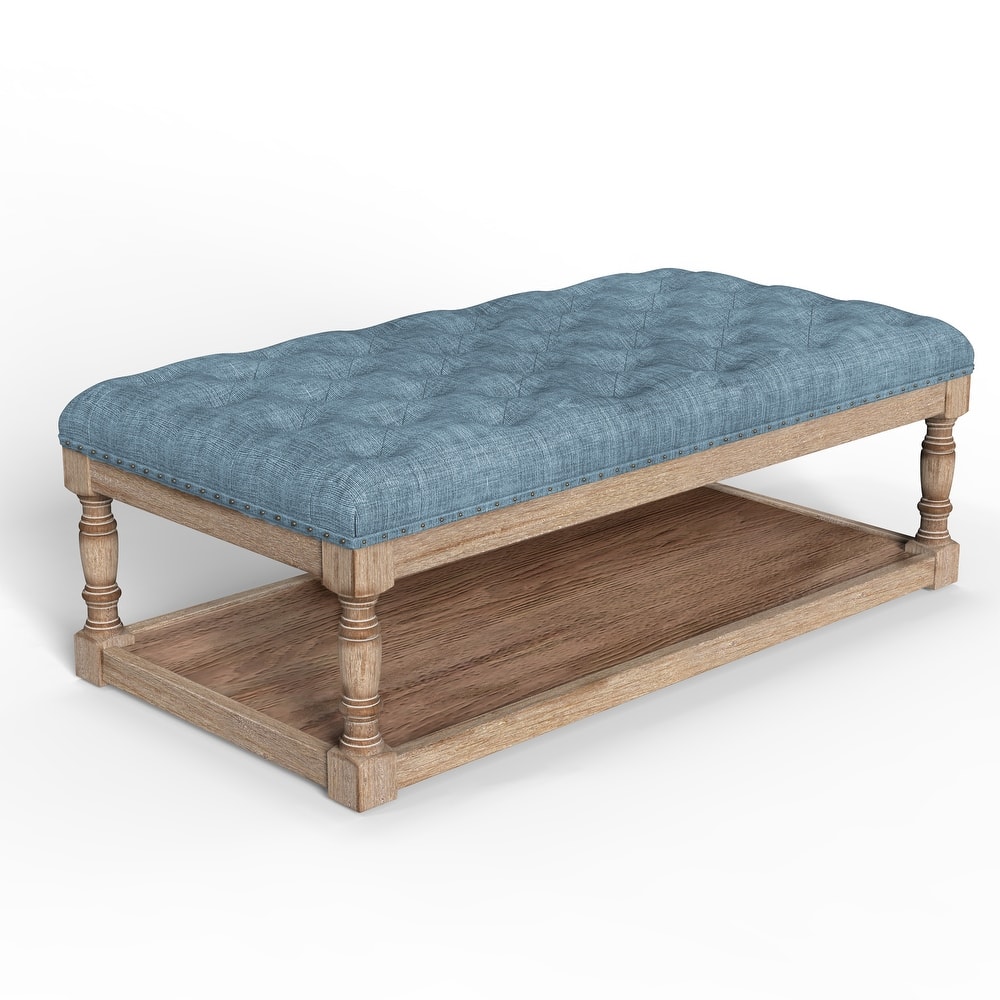 Tubbs 48-inch Tufted Cocktail Shelved Ottoman