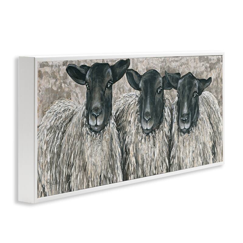 Stupell Three Sheep Trio Rural Farm Animal Portrait Framed Wall Art, Design by Hollihocks Art