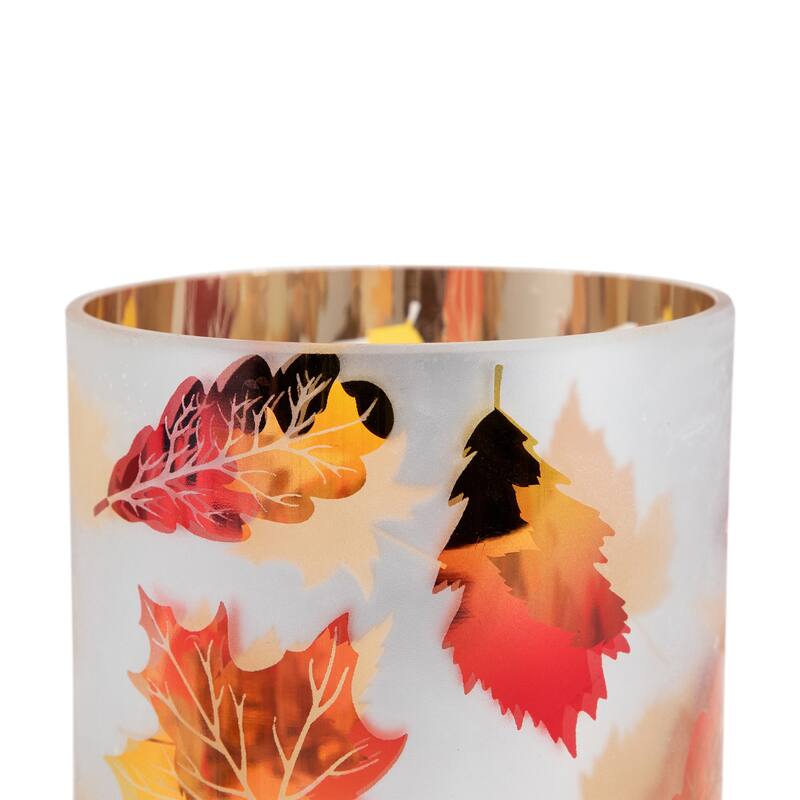 Autumn Leaves Glass Votive Candle Holder - 6"