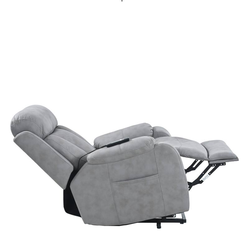 Small Power Lift Recliner Chair, Fabric Upholstered Heavy Duty Electric Recliner, Lounge Sofa Chair with Side Pocket
