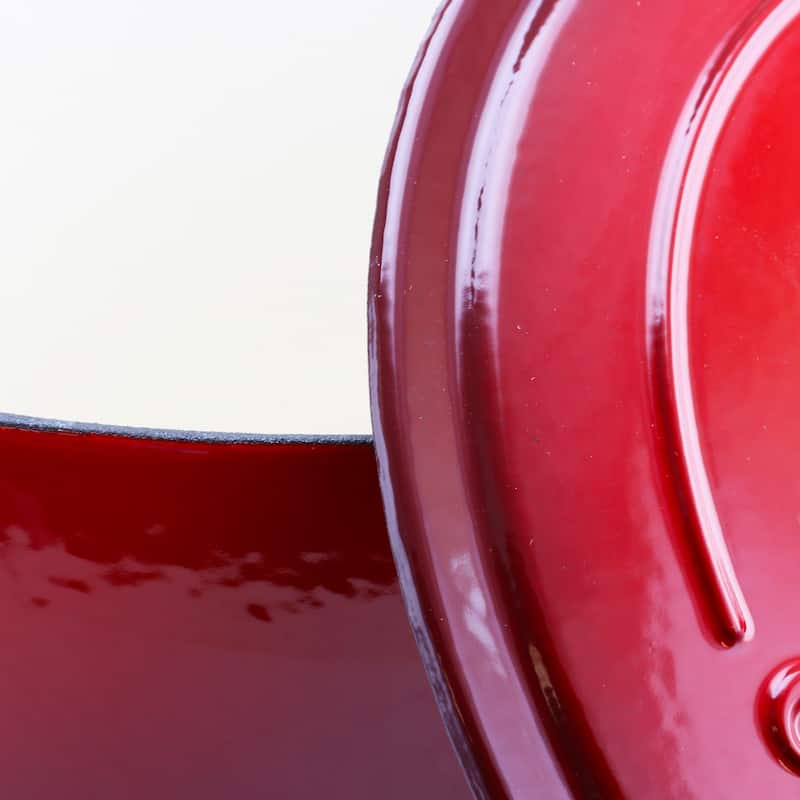 Craftsman 7 Quart Dual Handle Cast Iron Round Dutch Oven in Pepper Red