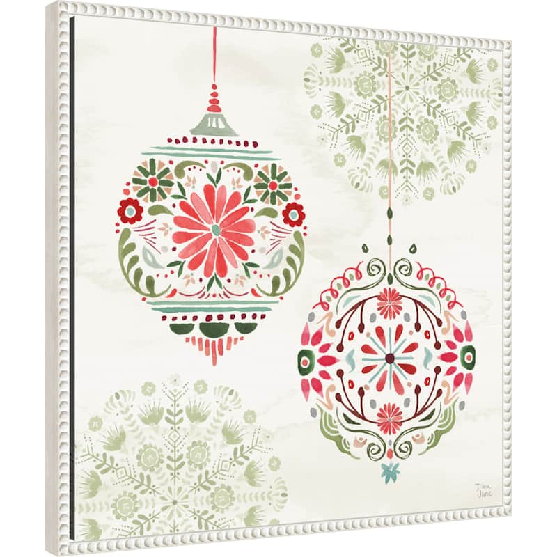 Festive Season VII by Dina June (22 x 22 in.), Framed Canvas Wall Art Print - Sylvie Beaded White