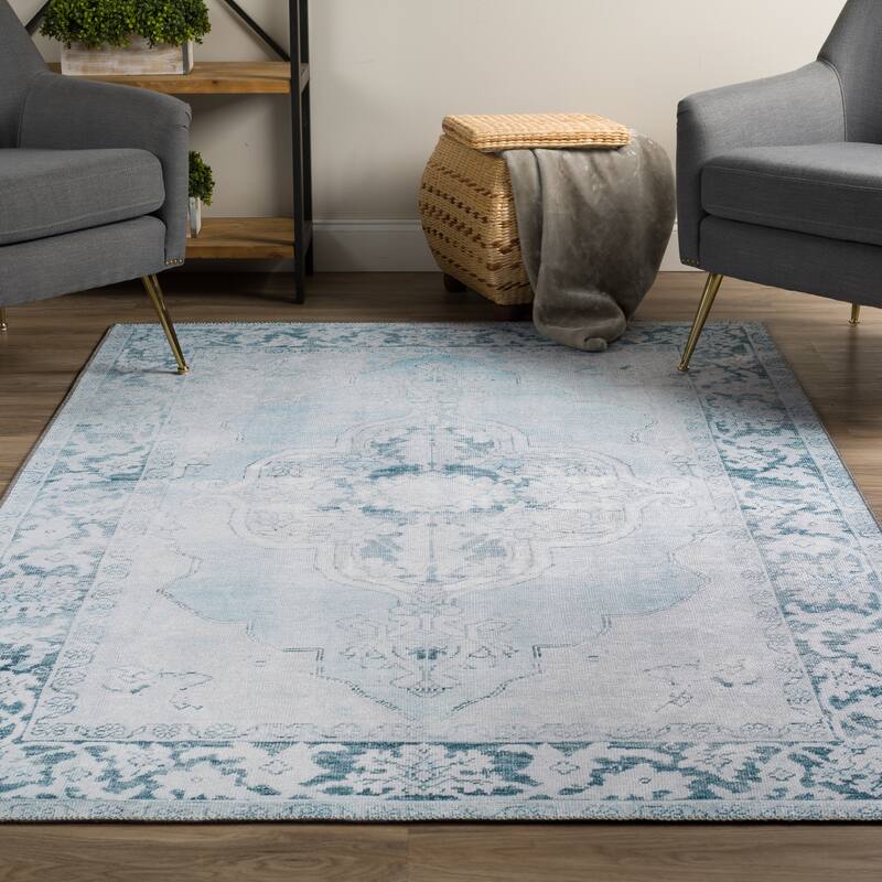 Addison Kensington Casual Medallion Non-skid Area Rug