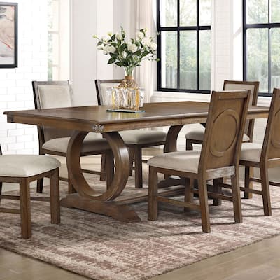 Furniture of America Agio Transitional Brown 84-inch Expandable Dining Table