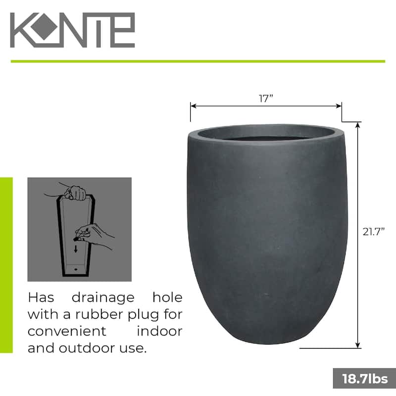 Kante Lightweight Concrete Outdoor Round Tall Planter, 21.7 Inch Tall ...