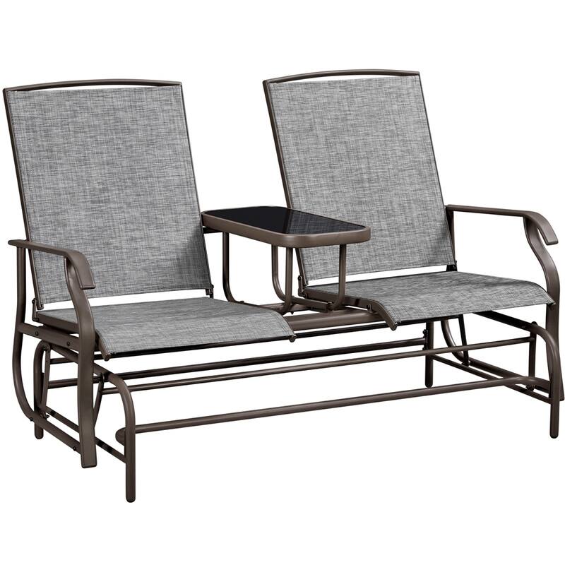 Yaheetech 2-Seater Glider Bench with Fabric and Steel for Outdoor