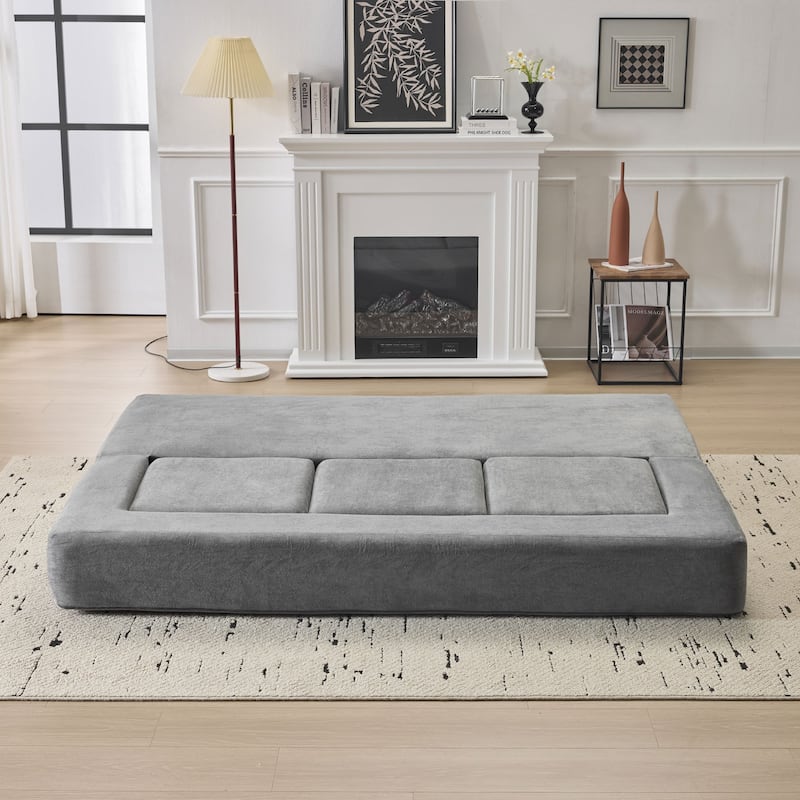 79.14" Chenille 3-Seater Sofa, Foldable Play Mat and Removable Cover