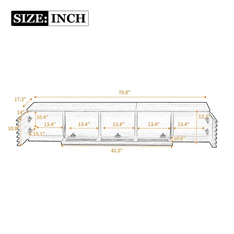 70.8-Inch TV Stand for TVs up to 80", Entertainment Center TV Media Console Table with Storage Cabinets
