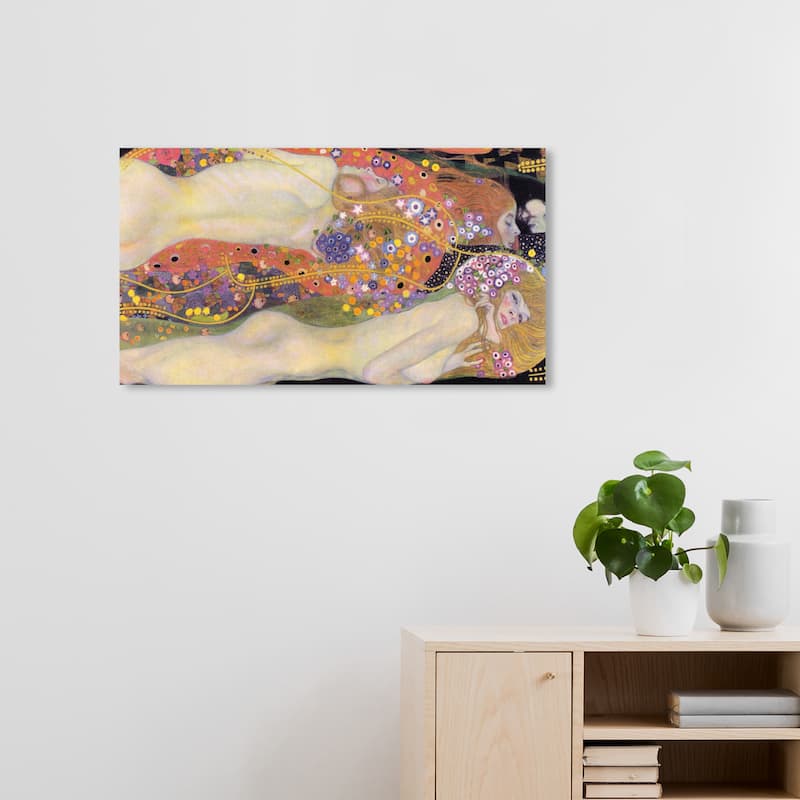 Wynwood Studio Canvas People and Portraits Gustav Klimt - Water Serpents II Pink and Salmon Traditional Wall Art Canvas Print - 20 x 30