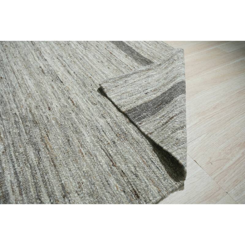 Light Gray Hand-Woven Wool Contemporary Natural Wool Flat Area Rug