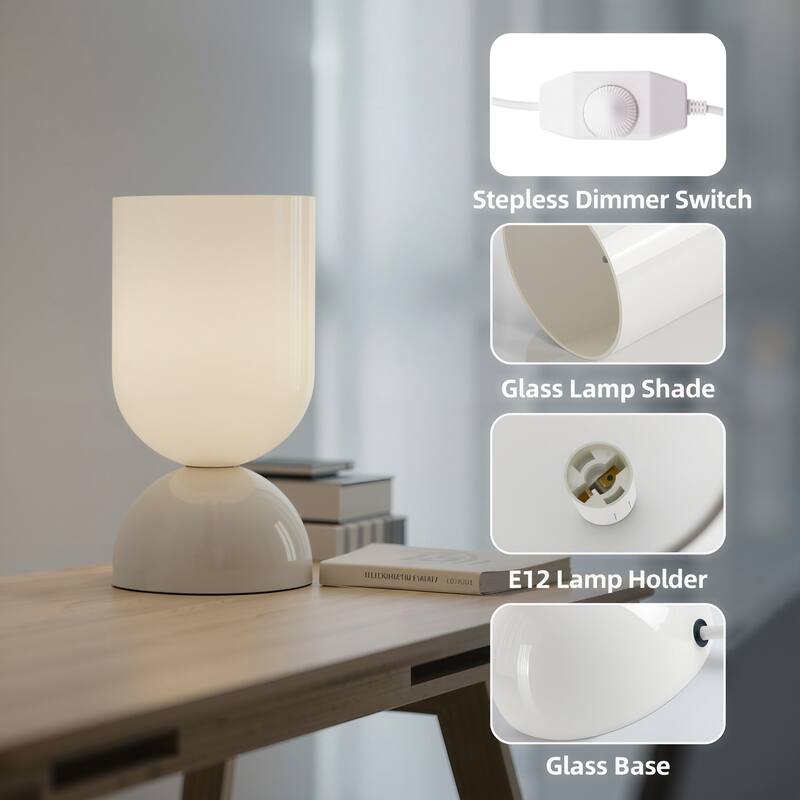 9 in. Modern Glass Small Table Lamp with E12 Base (Bulb not included)